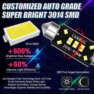Ampoule LED Festoon Hexing DC 12V pour voiture 31/36/39/41mm C3W-<span class=keywords><strong>C10W</strong></span> 2012-2016 8 10SMD D-MAX Isuzu Éclairage universel de plaque d'immatriculation - Product Image 2