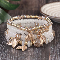 Bracelet perlé unisexe bohème ethnique avec pendentifs en verre soufflé, cristal et strass, best-seller transfrontalier, idéal comme cadeau