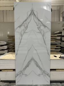 Panneau mural en faux marbre doré, épaisseur 3 mm, transfert thermique, surface haute brillance avec revêtement UV, luxe pour hôtel, villa, salle de bain, intérieur - Product Image 2