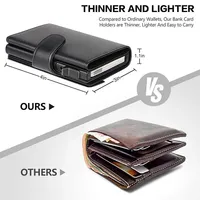Dompet logam kulit asli pria wanita, dompet kulit sapi minimalis, dompet logam, kulit asli, penahan kartu kredit aluminium, dompet untuk pria wanita