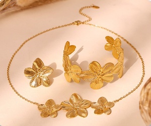 Moda impermeable 18K oro PVD plateado Acero inoxidable Metal colgante <span class=keywords><strong>collar</strong></span> textura moda impermeable <span class=keywords><strong>Collar</strong></span> joyería conjunto - Product Image 2