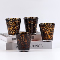 Verre à vin sans pied, sans couvercle, style américain, en verre brun ambre écaille de tortue, robuste et résistant à la chaleur, également utilisable comme tasse à thé ou porte-bougie