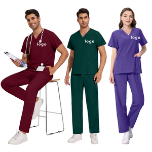 Set di Divise Ospedaliere Traspiranti Unisex per Medici e Infermieri, in Tessuto Terry Poliestere/Rayon, Stile Jogger - Product Image 1