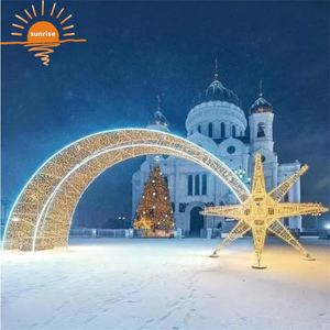 Décoration extérieure IP65 Sculpture 3D personnalisée Paysage Rue Noël LED <span class=keywords><strong>Pixel</strong></span> Star Arch Motif lumineux RGB - Product Image 2