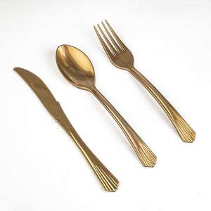 Fabrieksgemaakte gouden besteklepels, wegwerplepels, gouden plastic vorken, gouden plastic bestekset voor bruiloften, plastic bestek - Product Image 3