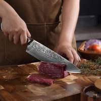 Ensemble de couteaux de cuisine japonais professionnels 10 pièces, acier Damas 67 couches AUS-10 avec manche en pierre turquoise blanche