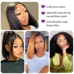 Color Natural 13x4 10 pulgadas cabello humano vietnamita peluca <span class=keywords><strong>Frontal</strong></span> de encaje suizo recto suave corto Bob pelucas para mujeres negras - Product Image 4