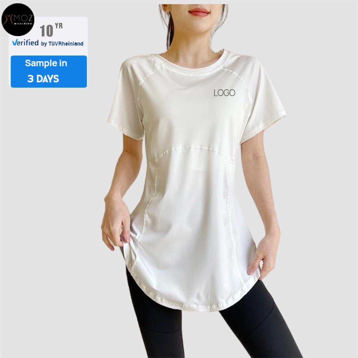 Women's Slim-Fit Longline T-Shirt - Breathable & Quick-Dry Fitness Top for Yoga & Gym High-Quality Custom Large Size T-Shirts