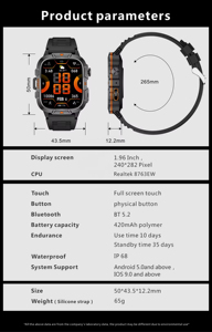 2025 Sport Fashion <strong>Flash</strong> Light Smart <strong>Watch</strong> Reloj Inteligente Fitness Tracker 1.96 Inch BT Call Smart <strong>Watch</strong> - Product Image 6