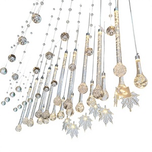 Meilleur lustre LED en acrylique à 10 têtes en forme de goutte d'eau, pour scène de mariage, lampe décorative suspendue jaune et blanche - Product Image 4