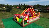 Château gonflable commercial sur le thème de la ferme avec toboggan pour parc d'attractions