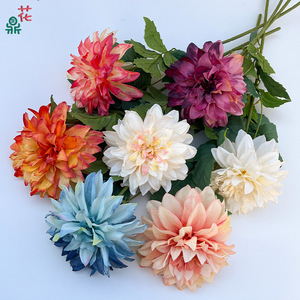 Fleurs artificielles en soie Dahlias, style moderne, tige unique, pour décoration intérieure réaliste, vente en gros transfrontalière - Product Image 1