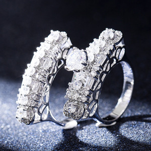 Ensemble de bagues de couple de luxe pour femmes, bijoux élégants pour les soirées cocktails - Product Image 2