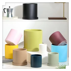 Maceta Redonda de Cerámica Esmaltada de Estilo Nórdico Morandi, Colorida, con Bandejas para <span class=keywords><strong>Plantas</strong></span> <span class=keywords><strong>Suculentas</strong></span> <span class=keywords><strong>y</strong></span> Cactus de Jardín <span class=keywords><strong>y</strong></span> Hogar - Product Image 1