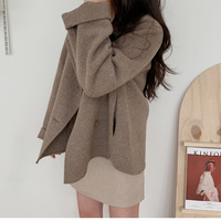 Manteau en Laine Rétro pour Femme Automne Hiver, Col Revers, Double Boutonnage, Coupe Ample et Ajustée, Manches Longues, Vêtement d'Extérieur Polyvalent et Élégant