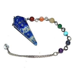 Venta al por mayor 12 péndulos de Chakra facetados cristales de piedras preciosas de ágata tallada personalizados naturales 7 Chakra curación lapislázuli - Product Image 1