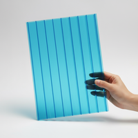 Panneaux alvéolaires en polycarbonate transparent bleu à 3 couches avec protection UV pour toitures de serres et aéroports (OEM)