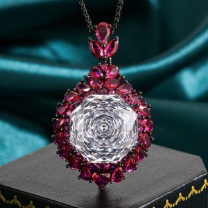 Collar Clásico con Circonitas de Corte Rosa Coloridas, Antideslustre, Ecológico, Chapado en Oro Negro sobre Cobre, para Damas, Regalo Festivo - Product Image 2