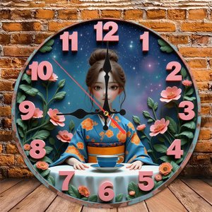 <b>Round</b> Wooden Wall Clock 25Cm Silent Movement Home Living Room Decor - Product Image 4