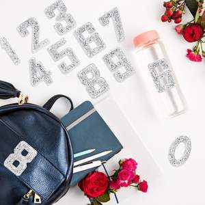 Ensemble de patchs <span class=keywords><strong>en</strong></span> résine avec strass <span class=keywords><strong>alphabet</strong></span>, taille 4,7 cm, auto-adhésifs |   26 lettres 0-9 Patchs <span class=keywords><strong>en</strong></span> cristal Feutre Chapeau Vêtement Décoration de la maison - Product Image 3
