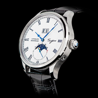 Montre homme en acier inoxydable avec mouvement automatique mécanique ST2528 à phase lunaire, verre saphir plat de haute qualité, prix d'usine, en vente
