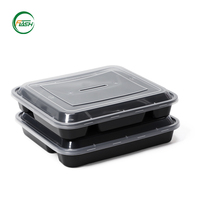 Flash Black PP Plastic Meal Prep Bakjes met Transparante Deksels, Rechthoekig Design voor Afhaalmaaltijden en Cateringdiensten