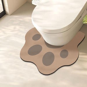 Alfombra de baño en forma de U con diseño de pata de gato, de tierra de diatomeas, absorbente, antideslizante, para el suelo del baño. - Product Image 1