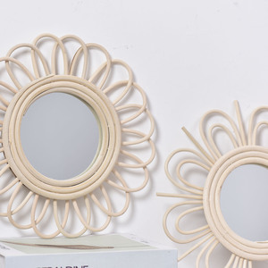 Rattan Woven <b>Mirror</b> Round 2Pcs Wall <b>Hanging</b> Decorative <b>Mirror</b> For Living Room Entryway Art Photography <b>Mirror</b> - Product Image 4