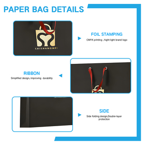 Bolsa de papel con impresión personalizada para mujer, bolsa de papel de arte portátil, para compras - Product Image 3