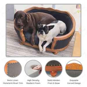 Lüks Retro Pet mobilya yumuşak Pet ahşap çerçeve ile çarşaf kedi köpek kanepe - Product Image 2