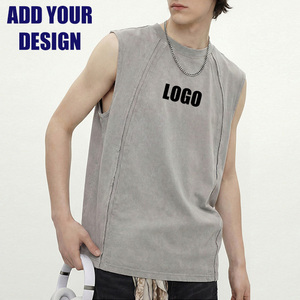 O-Neck Fashion <b>Sleeveless</b> Cotton T Shirt Wholesale Homme Casual Printed <b>Tshirt</b> Premium Customized Plain Men'S T-Shirts With Logo - Product Image 1