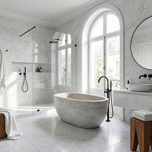 Bañeras Ovaladas Modernas de Lujo Hechas a Medida, Exclusivas de Travertino, Independientes, para Baño, Villa, Hotel, Hogar - Product Image 5