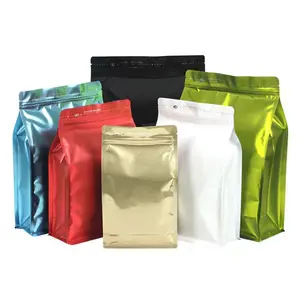 Bulk Custom Coffee Recycle Plastic Package With Zipper Valve Flat Bottom Stand Up Biodegradable Kraft Paper Coffee Bag