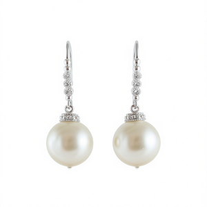 Pendientes de Perlas Akoya, Plata 925, Perlas Cultivadas Redondas AAA, Engaste en Bisel, Estilo Clásico para Mujer, para Boda, E326 - Product Image 1