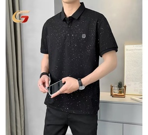 Polo para hombre al por mayor con estampado de estrellas brillantes transpirable y lujoso diseño en blanco o negro para un uso cómodo - Product Image 6
