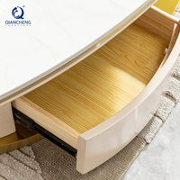 Table basse de luxe multifonctionnelle en marbre blanc ovale design avec tiroir en bois