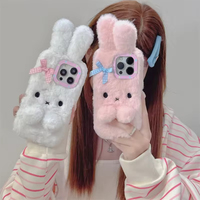 En gros Mignon 3D Moelleux Lapin Téléphone Cas Longues Oreilles De Protection Antichoc Couverture pour iPhone 17 16 15 Pro Max Mobile Téléphone Cas