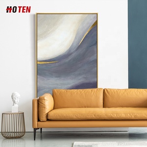 Pintura al Óleo Abstracta Moderna Minimalista 100% Pintada a Mano con Lámina Dorada <span class=keywords><strong>sobre</strong></span> Lienzo, Tamaño Personalizado, Decoración para Sala de Estar y Dormitorio - Product Image 4