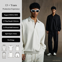 Polo à manches longues pour homme, style Old Money, col montant, couleur unie, tendance, 445 GSM, poids lourd, sous-vêtement technique, collection automne