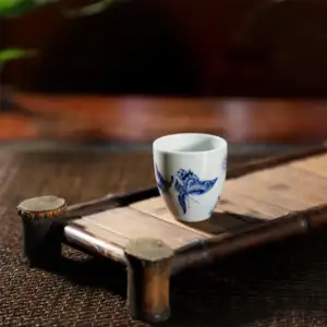 Jingdezhen Zhong's Blue And White Wood Kiln Kung Fu Tea Set Ceramic Teacup Hand-painted Butterfly Chinese Porcelain Tea Cup