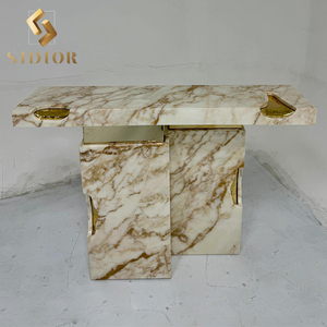 Consolle reale in marmo naturale di lusso nero marrone bianco Console d'<span class=keywords><strong>angolo</strong></span> tavolo <span class=keywords><strong>ingresso</strong></span> Villa mobili - Product Image 2
