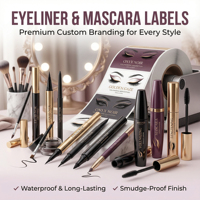 Étiquettes cosmétiques personnalisées en feuille d'or rose |   Autocollants en vinyle imperméables pour palette de fards à paupières et emballage de mascara