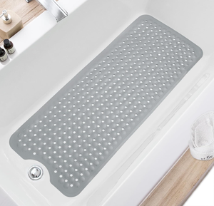 TEESHLY Tapis de bain et de douche antidérapant, 40 x 16 pouces, tapis de bain extra large, lavable en machine avec trous de drainage - Product Image 1