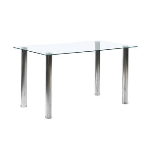 طاولة لغرفة الطعام بإطار، زجاج مقسى شفاف، سطح من الفولاذ المقاوم للصدأ، أثاث منزلي بسيط عصري من ميناء تيانجين - Product Image 1