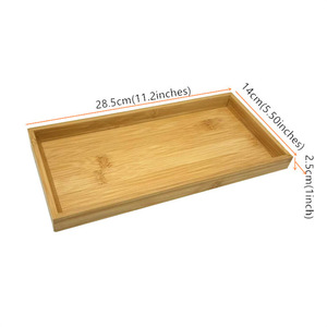 Bandeja de servir de bambú 28.5x14x2.5 cm de madera maciza para té, café, pan, repostería y uso en repostería. - Product Image 4