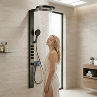 Ensemble de douche moderne en acier inoxydable avec affichage LED, jets pluie et massage pour hôtels et usage domestique