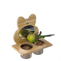 Support de mangeoire pour cage à oiseaux en forme de lapin avec support pour perroquet, pour petits oiseaux, perruches, rosellas, en bois et acier inoxydable, jouet
