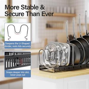 Organisateur de casseroles et poêles extensible pour comptoir de <span class=keywords><strong>cuisine</strong></span>, support de rangement réglable sous l'armoire pour couvercles, ustensiles de cuisson, planches à découper - Product Image 3