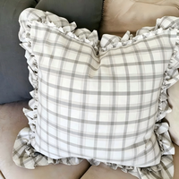 Housse de coussin personnalisée, dernière collection, motif à carreaux beige, taie d'oreiller design vintage pour canapé, housse de coussin pour canapé, décoration intérieure avec volants