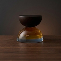 Flacon pulvérisateur de parfum en verre transparent de luxe personnalisé avec couvercle en bois, 30 ml, 100 ml, emballage en boîte